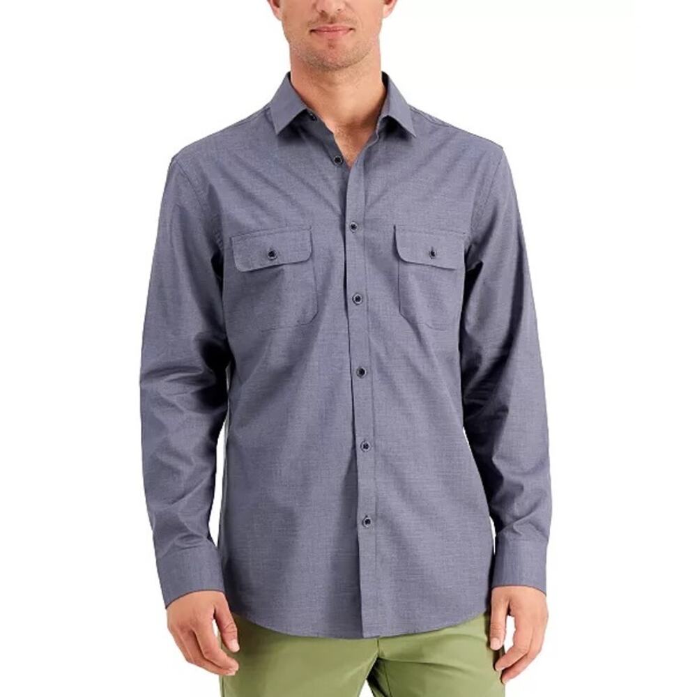 Alfani Men's Regular-Fit Solid Gray Shirt - XL - Cotton